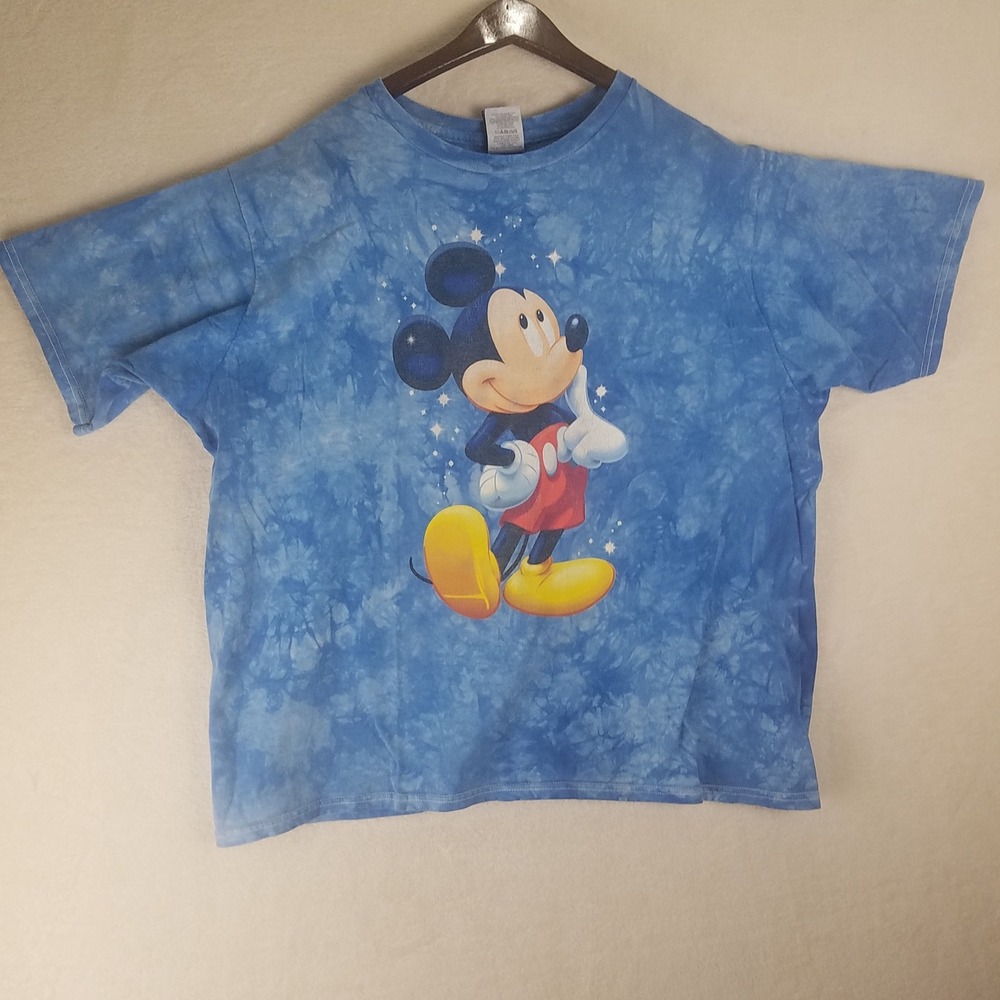 Mickey Unlimited Blue Tie Dye Graphic T Shirt Womens Plus Size 18W 20W